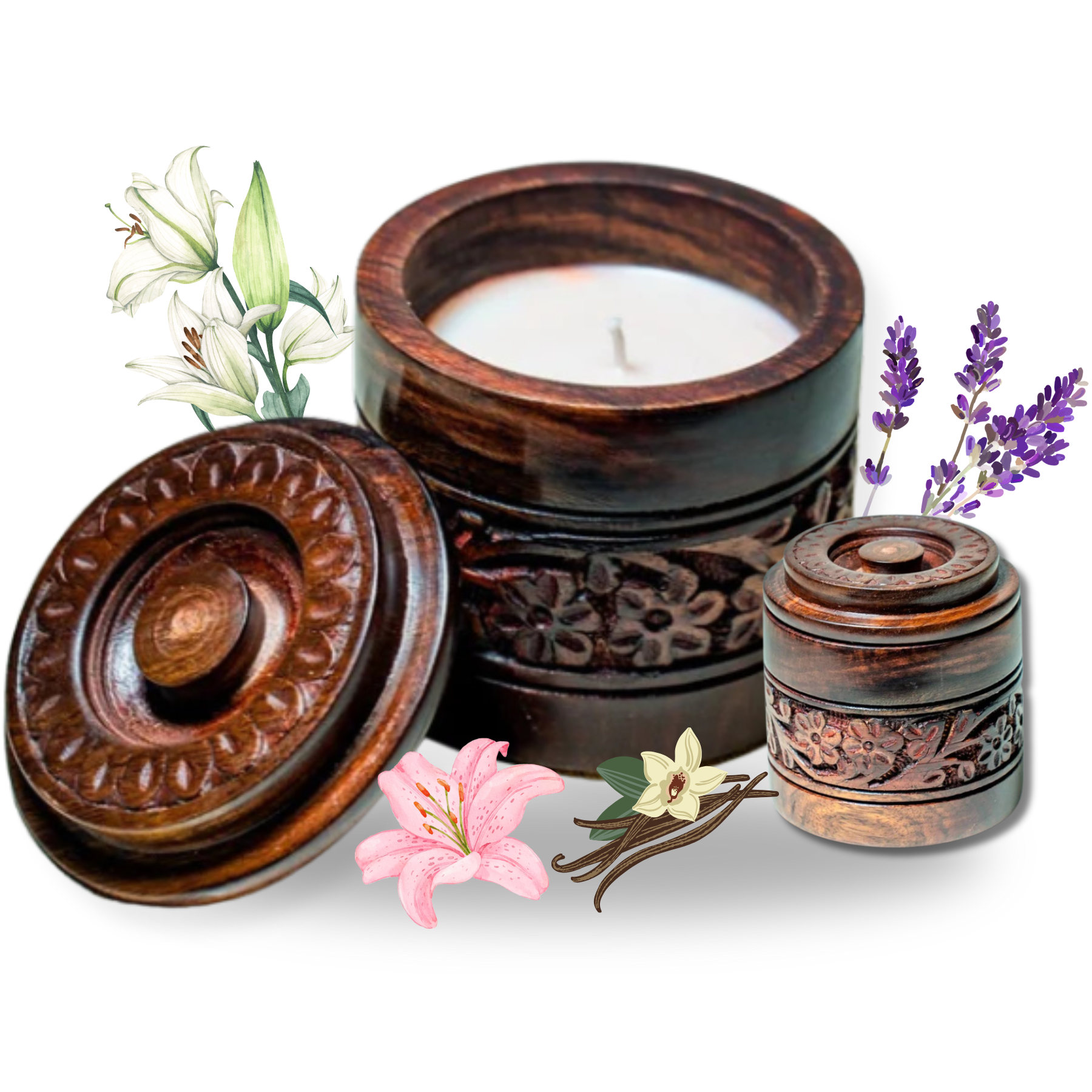 Wooden Handcrafted Candle by Crafiteria