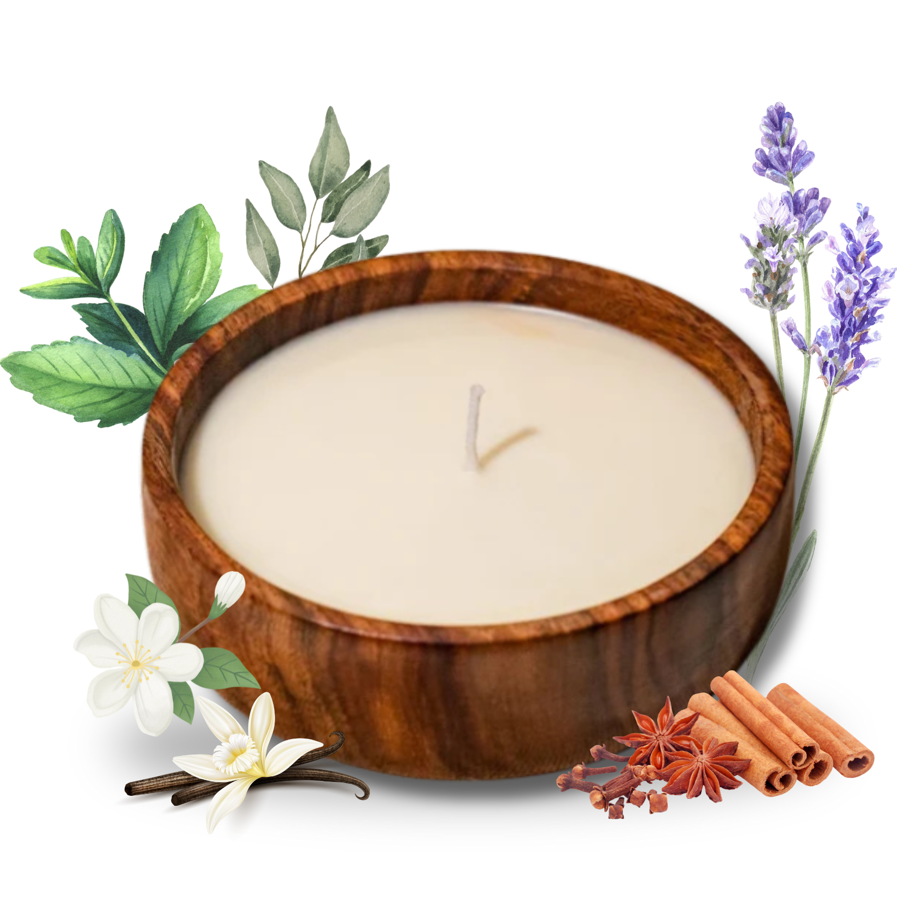 Wooden Flat Bowl Candles y Crafiteria