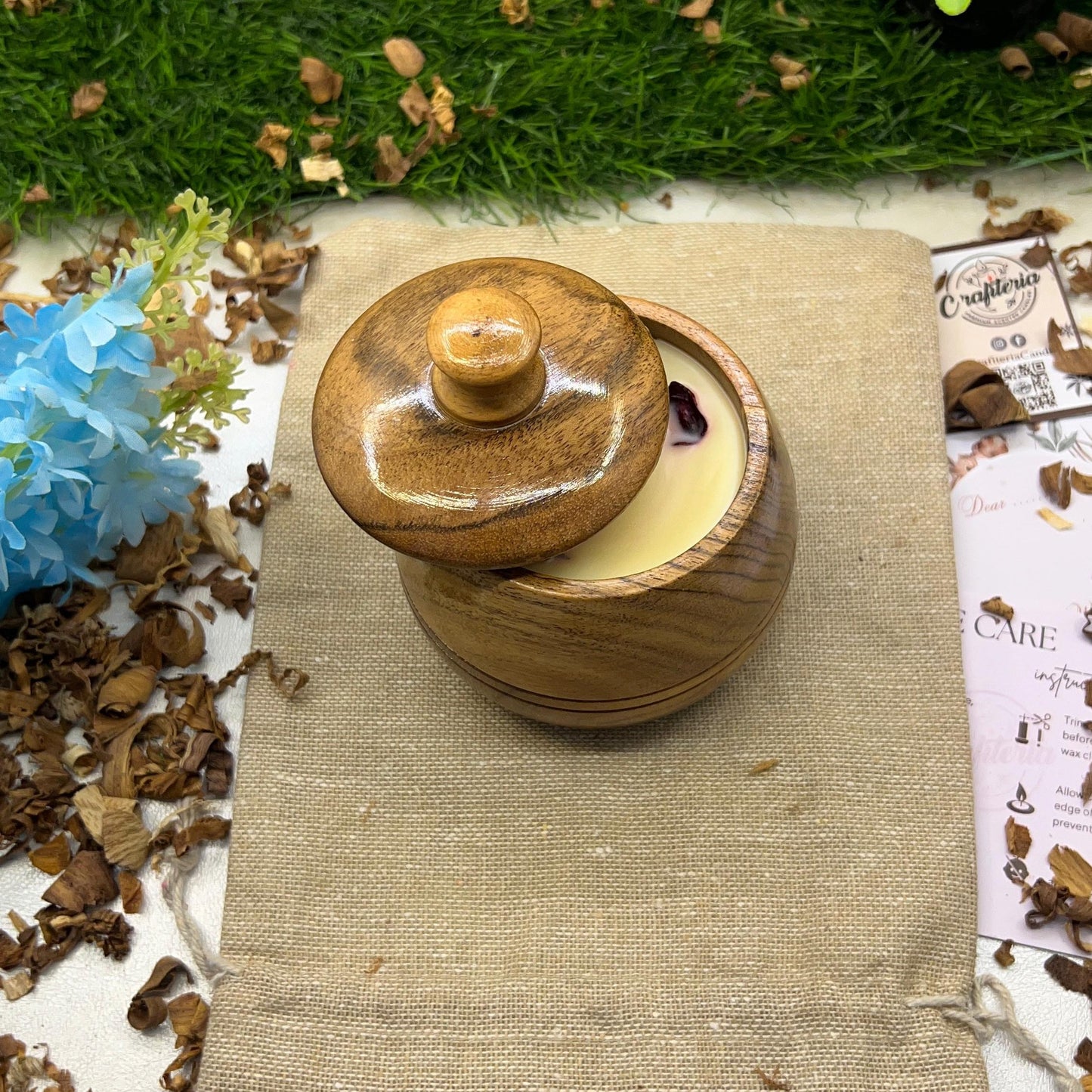 Acacia Wood Premium Fragrance Candle Exterior Shine is Melamine Coating - Crafiteria