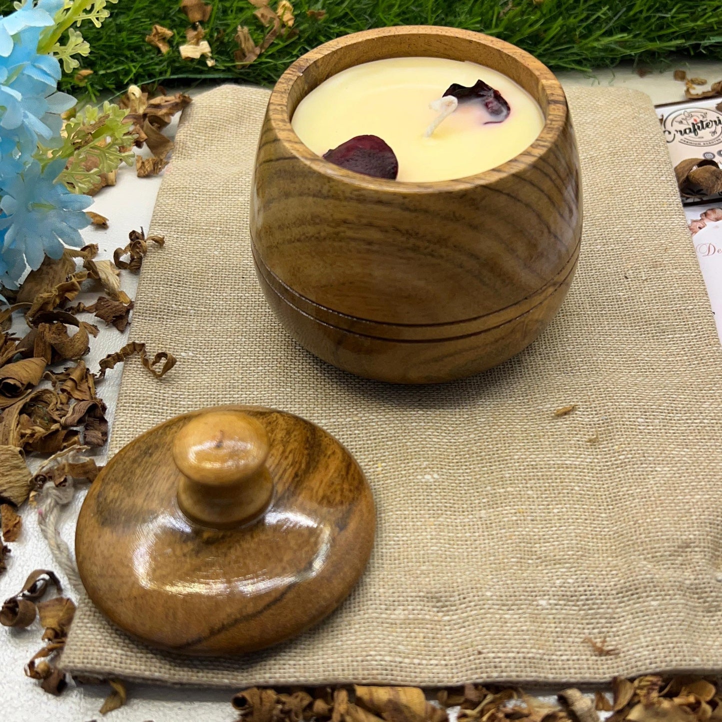 Acacia Wood Premium Fragrance Candle Exterior Shine is Melamine Coating - Crafiteria