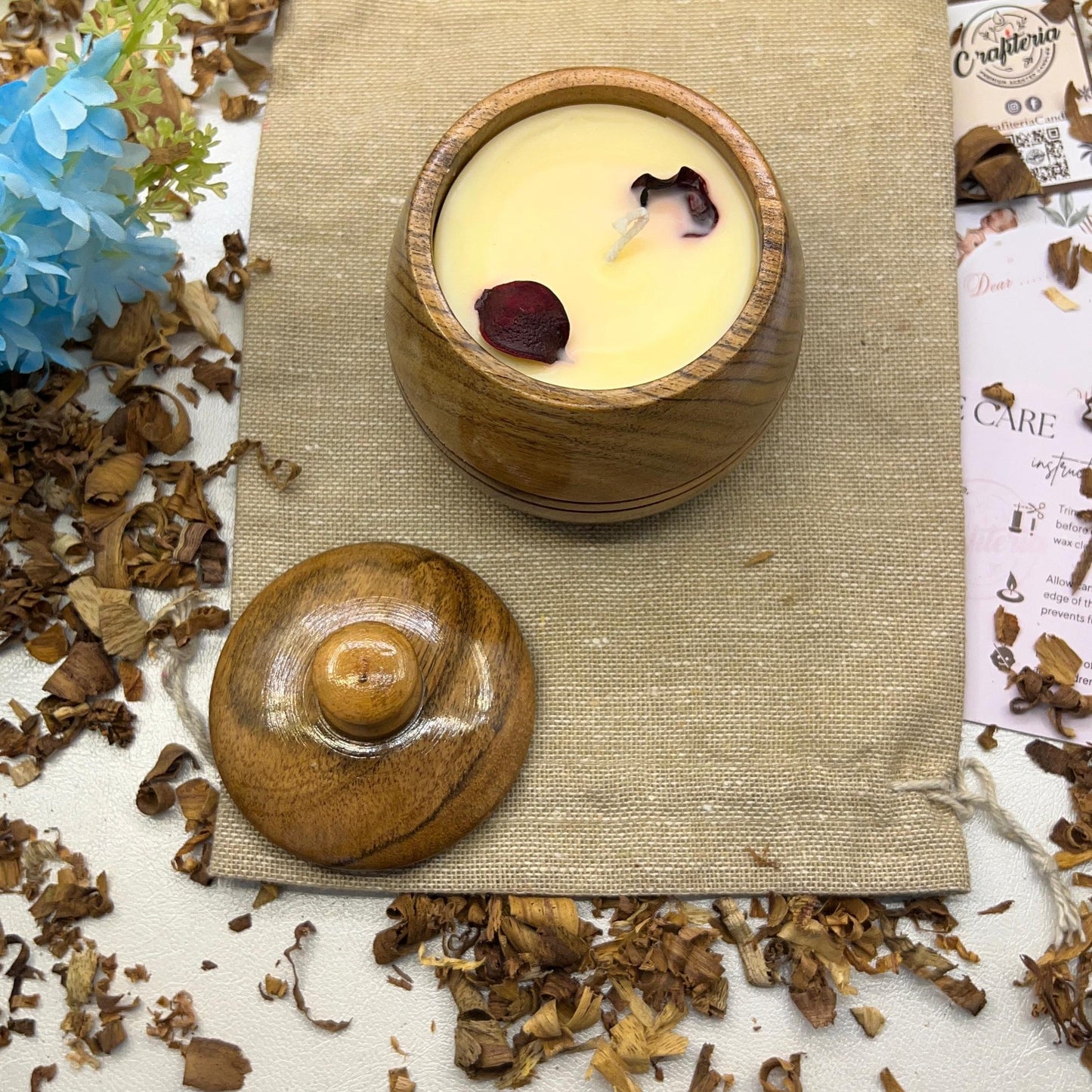 Acacia Wood Premium Fragrance Candle Exterior Shine is Melamine Coating - Crafiteria