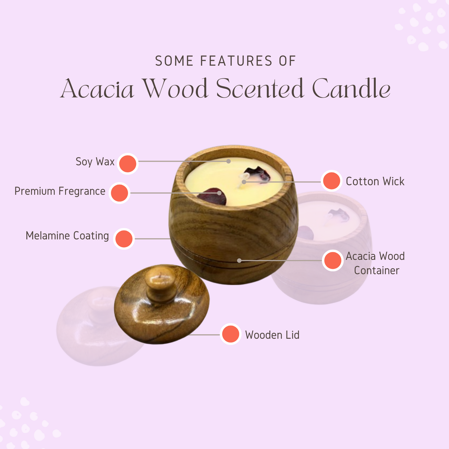 Acacia Wood Scented Candle - Product Specifications
