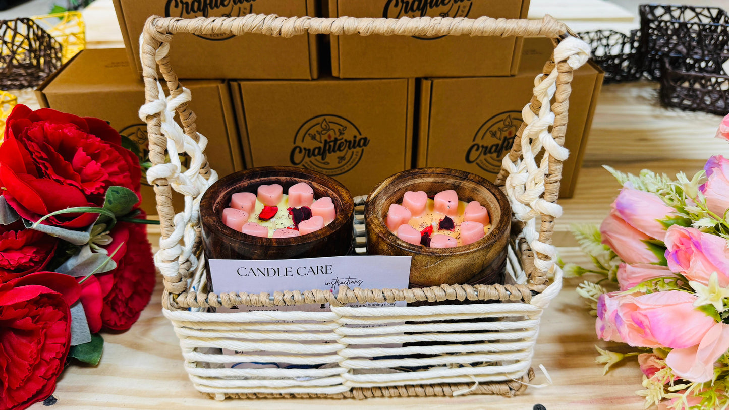 Anniversary Special - Fancy Scented Candles Gift Hamper with Paper Jute Wrapped Metal Stand