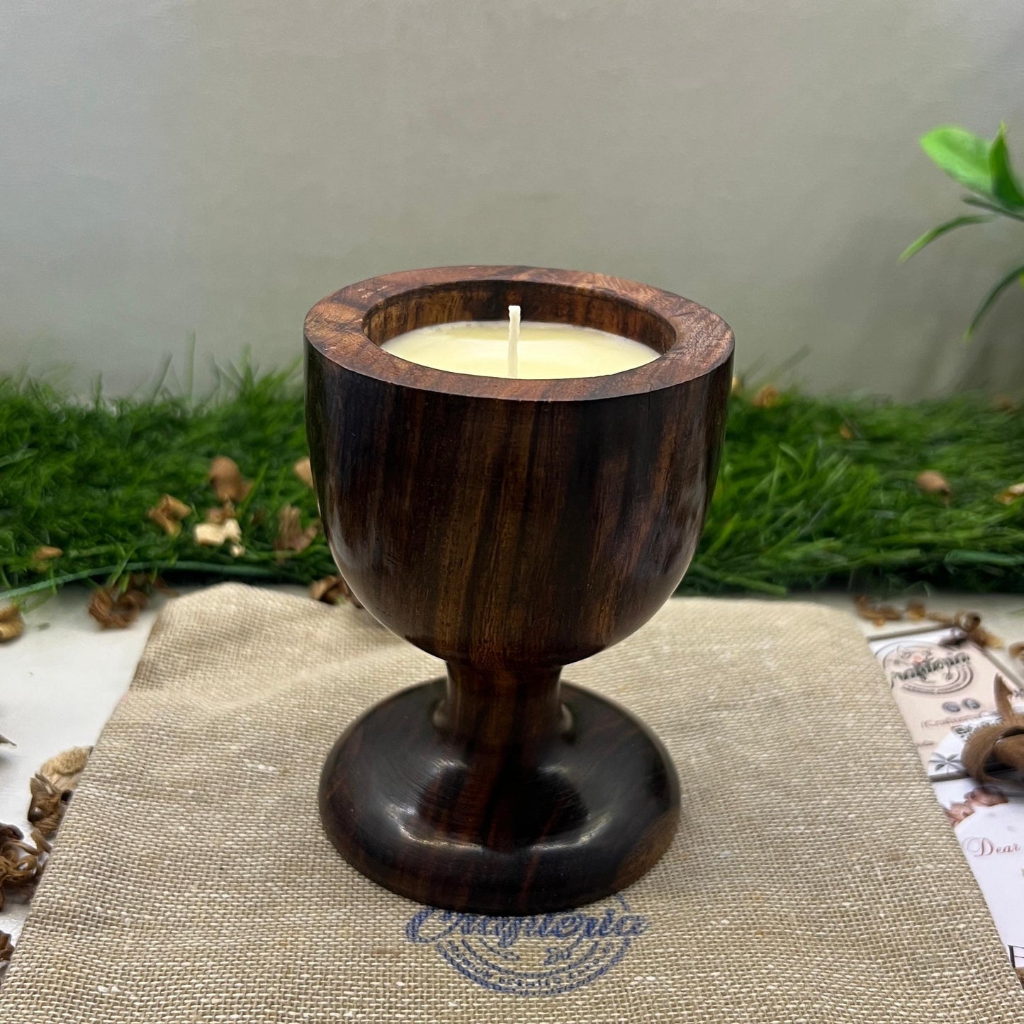 Antique Wooden Premium Aromatherapy Candles in Wine Glass Shaped