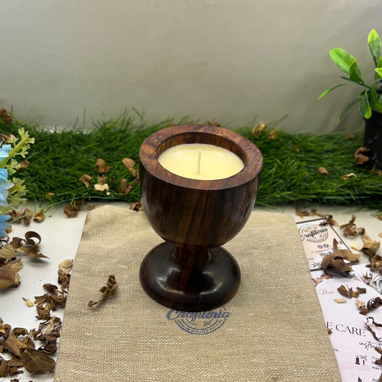 Antique Wooden Premium Aromatherapy Candles in Wine Glass Shaped