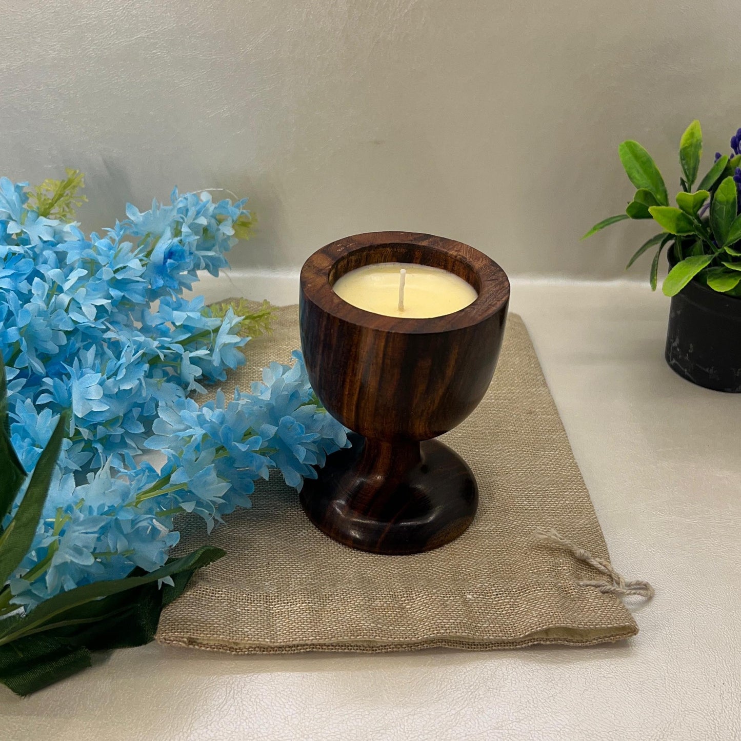 Antique Wooden Premium Aromatherapy Candles in Wine Glass Shaped