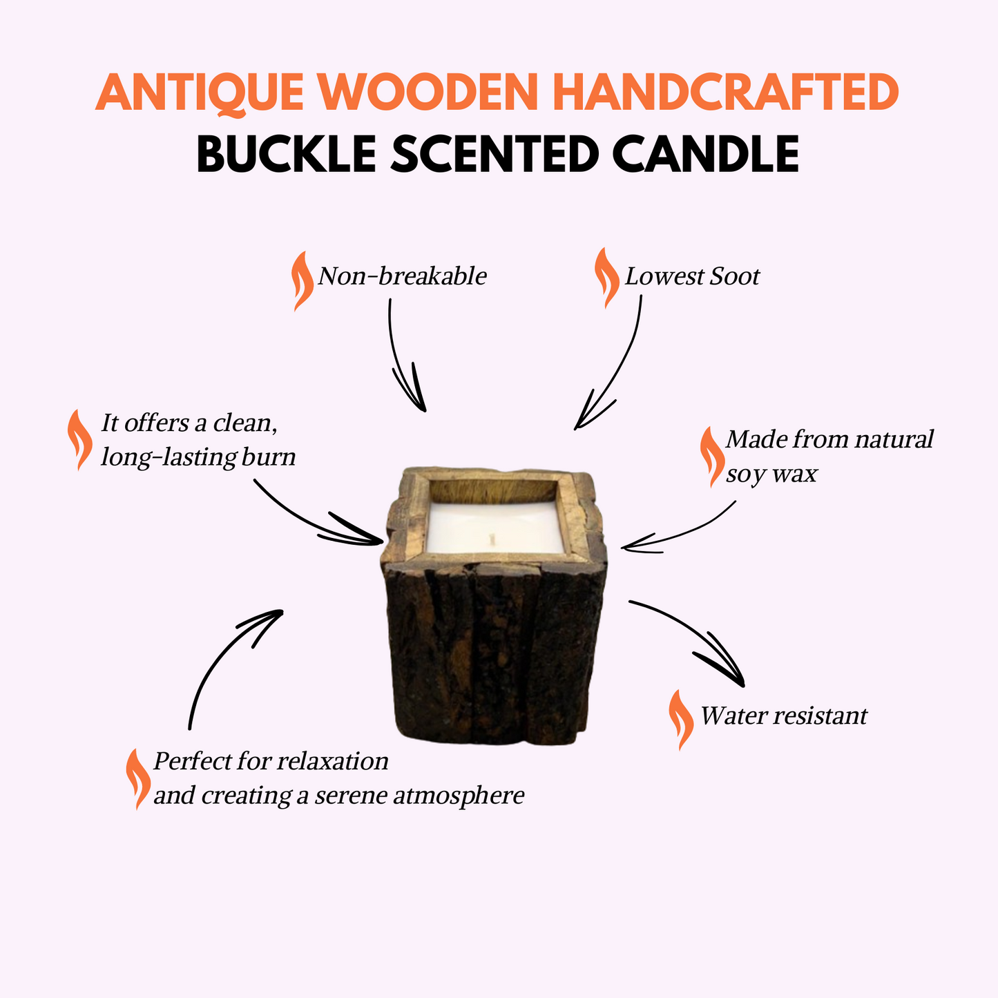 Antique Wooden Handcrafted Buckle Scented Candle
