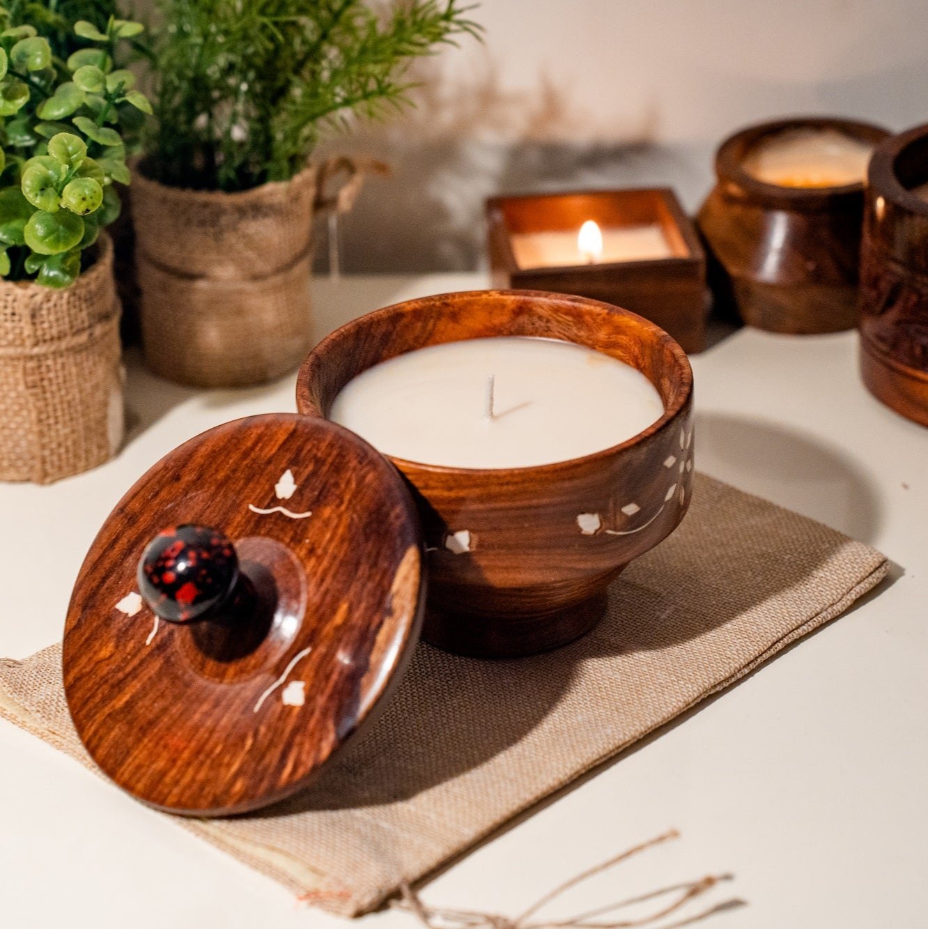 Scented Soy Candle in White Nakshi Saharanpur Work Jar