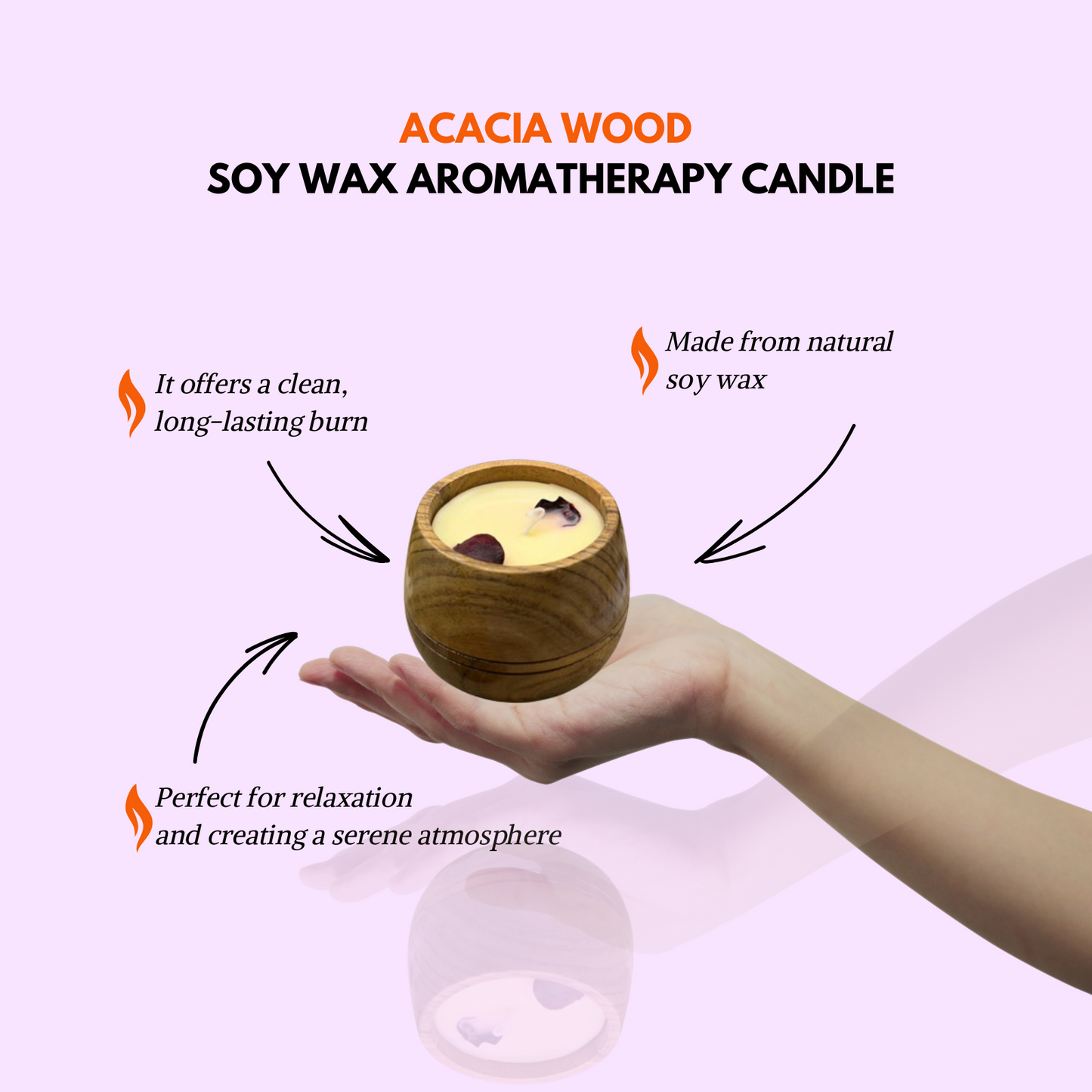 Acacia wood soy wax scented candle Product Specifications