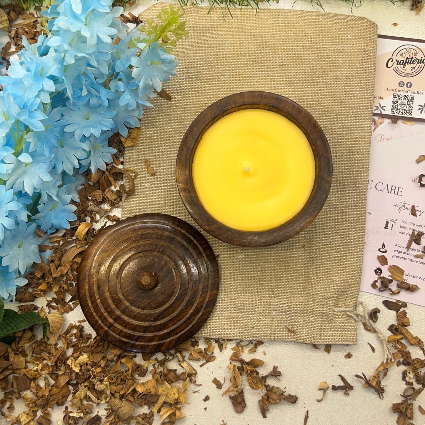 Premium Soy Wax Scented Candle in Handcrafted Wooden Container