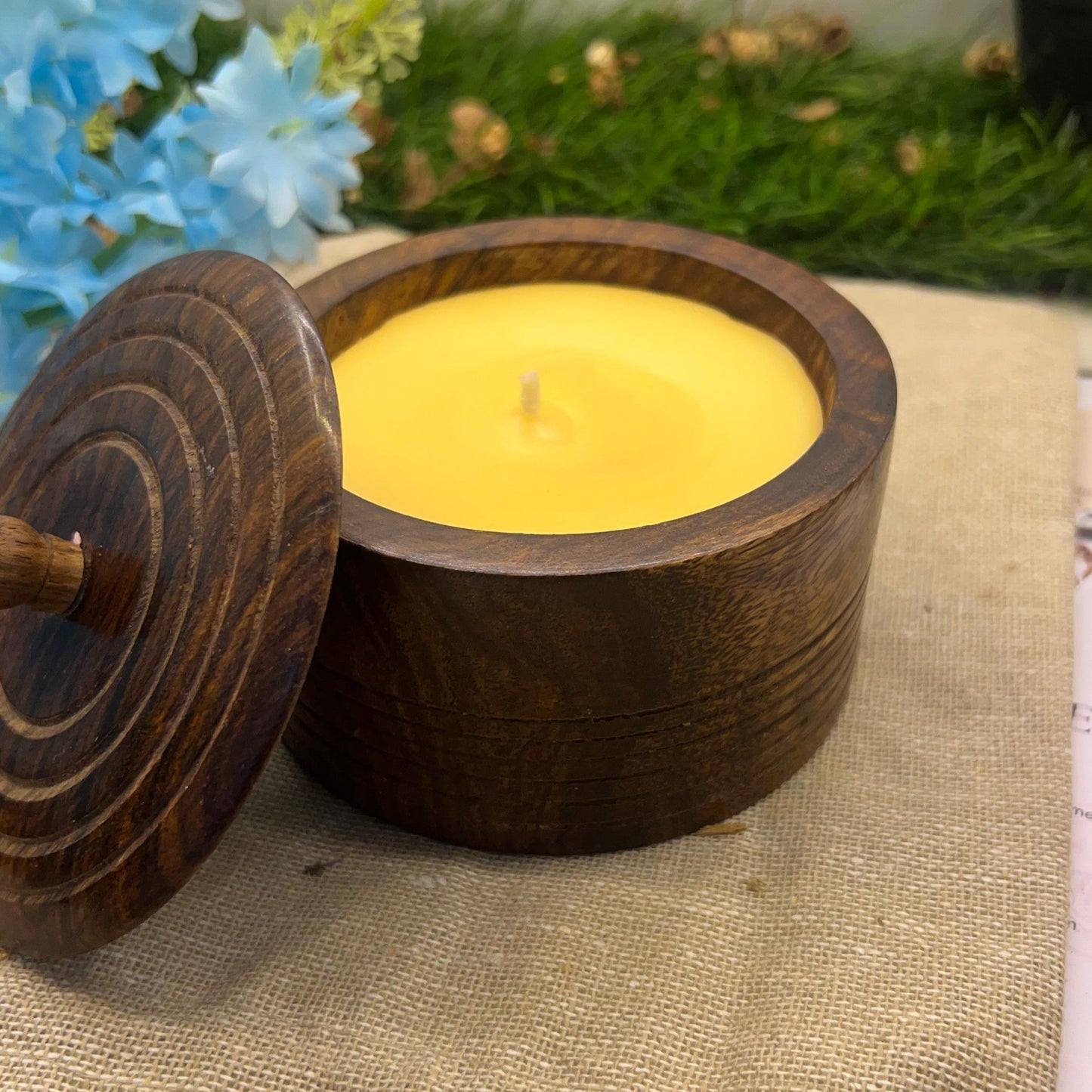 Premium Soy Wax Scented Candle in Handcrafted Wooden Container