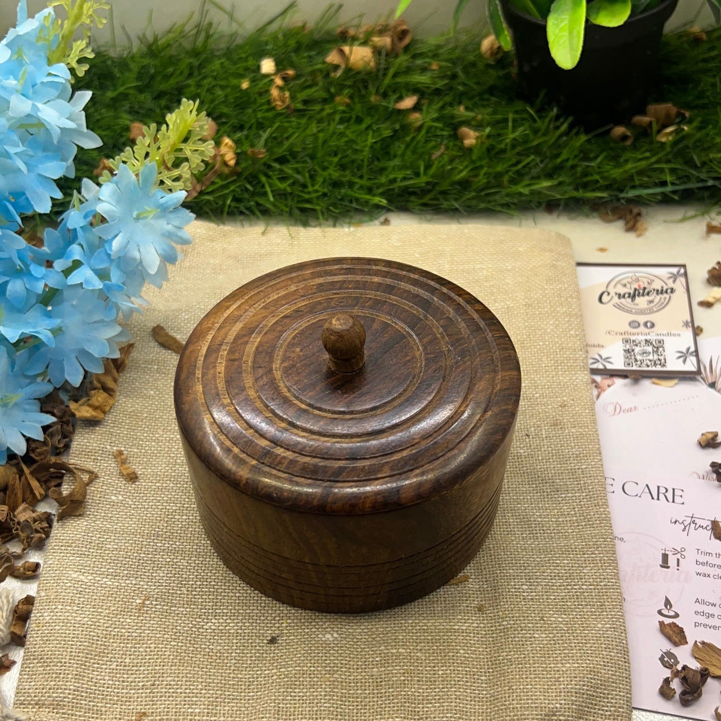 Premium Soy Wax Scented Candle in Handcrafted Wooden Container