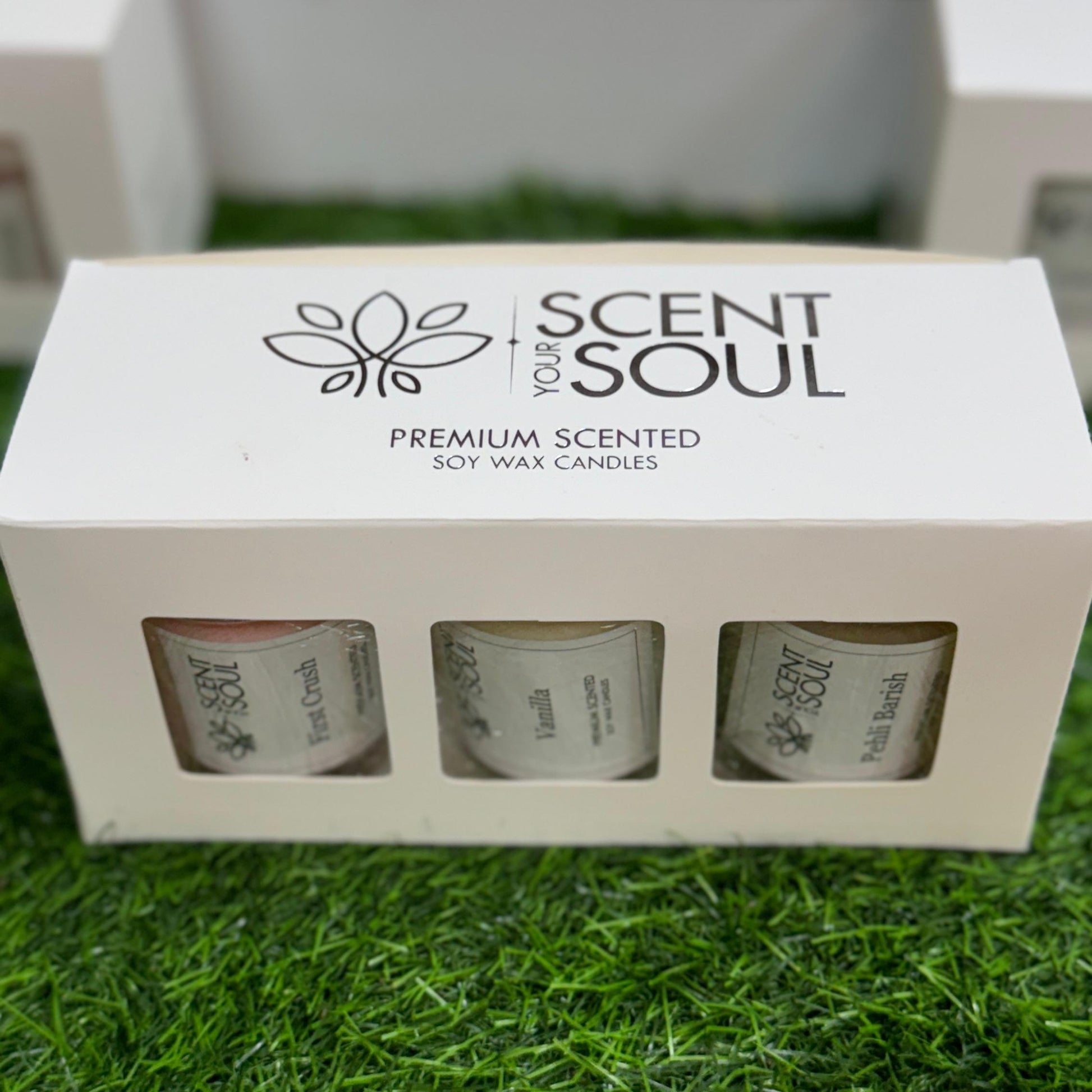 Premium Scented Candle Set of 3 – Vanilla, Pehli Barish, and First Crush | Best Diwali Gift