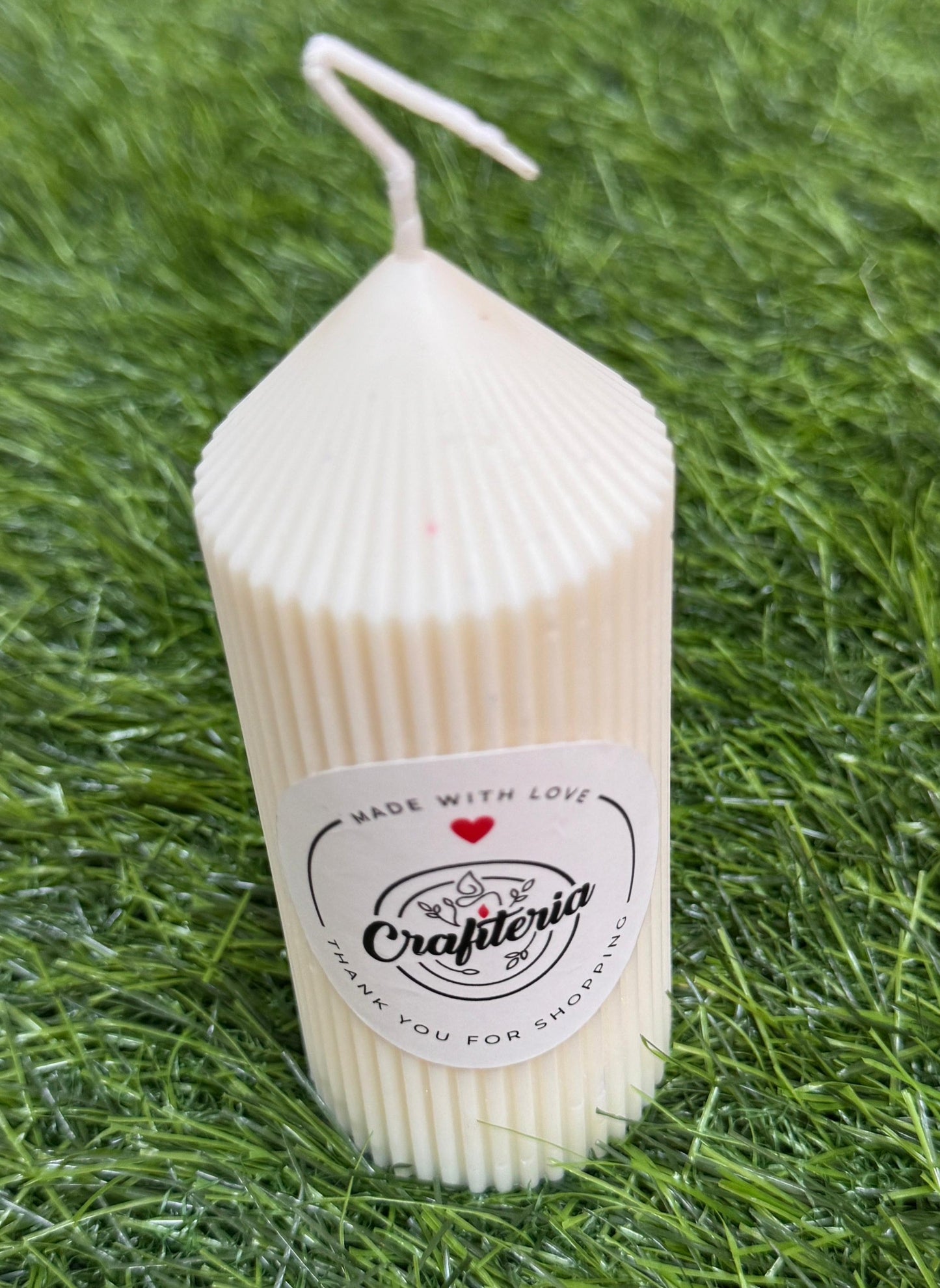 Pure Soy Wax Ribbed Cylinder Pillar Candle Large - 100% Natural & Paraffin-Free