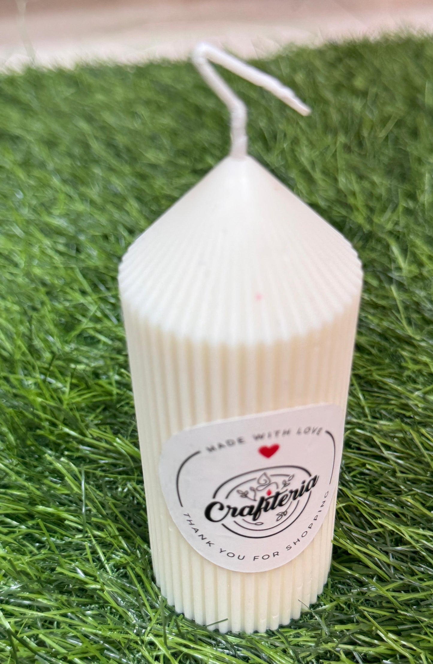 Pure Soy Wax Ribbed Cylinder Pillar Candle Large - 100% Natural & Paraffin-Free