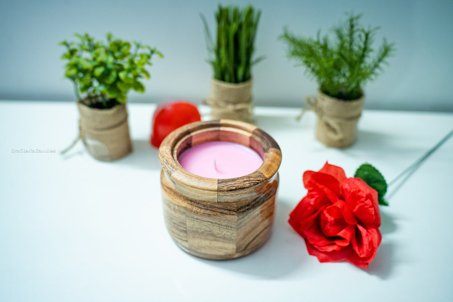 Premium Soy Wax Candle in Acacia Wooden Jar