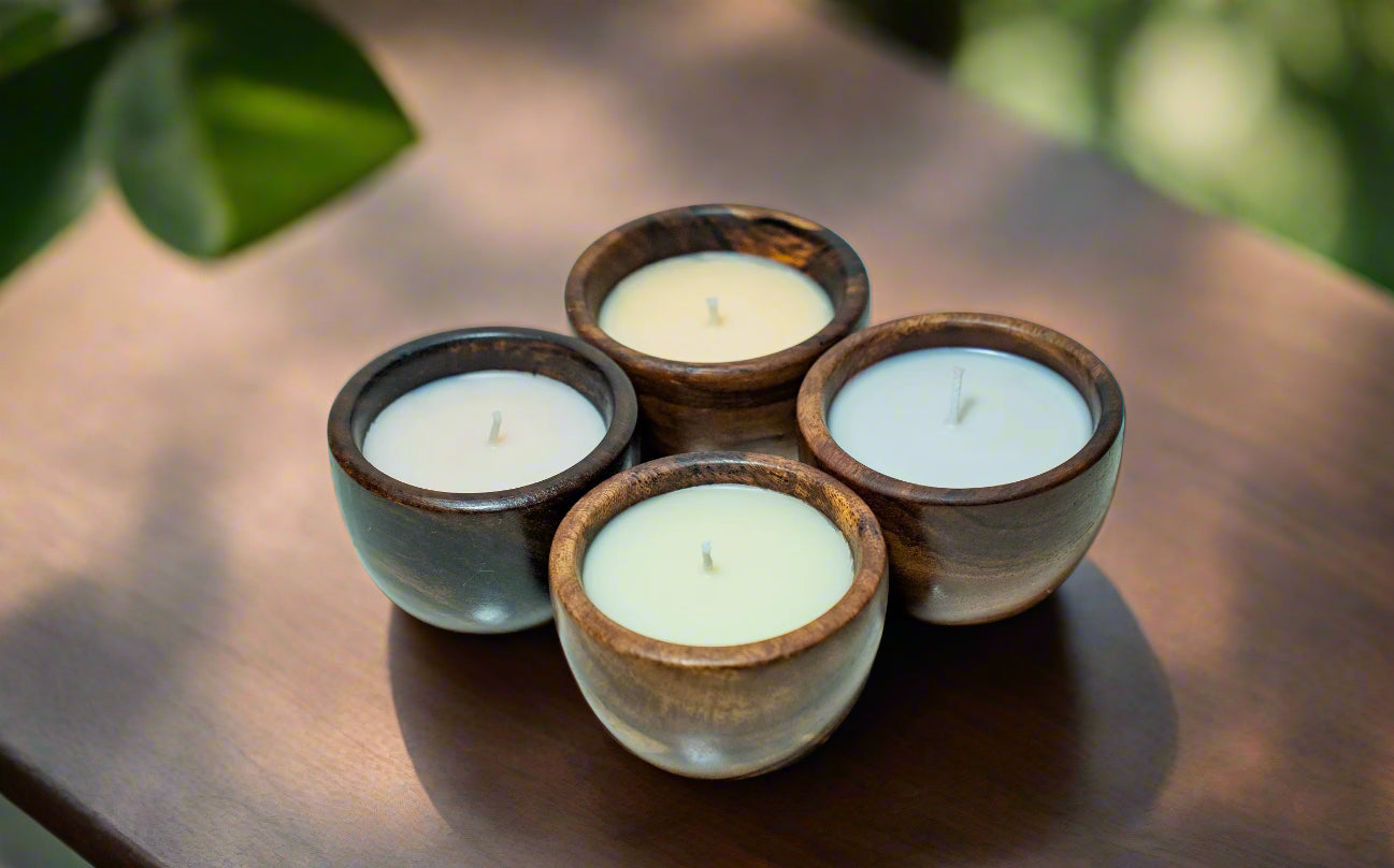 Tealight Candle in Sheesham Bowl Base