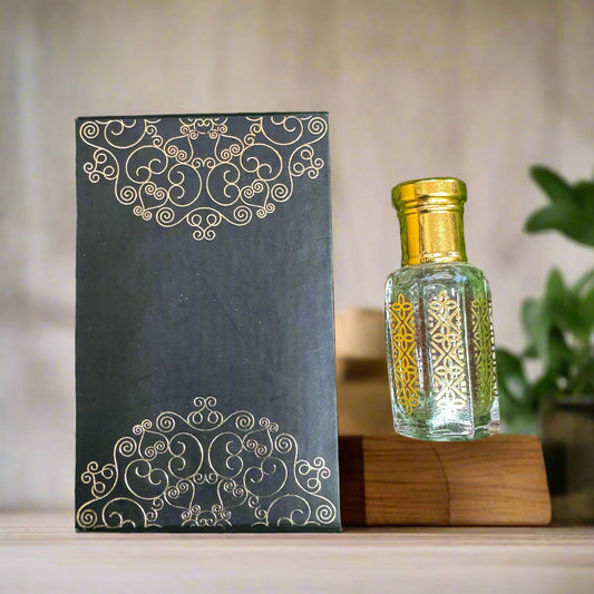 Roll-on Attar Perfume in Arabian Golden Nakkashi Bottle