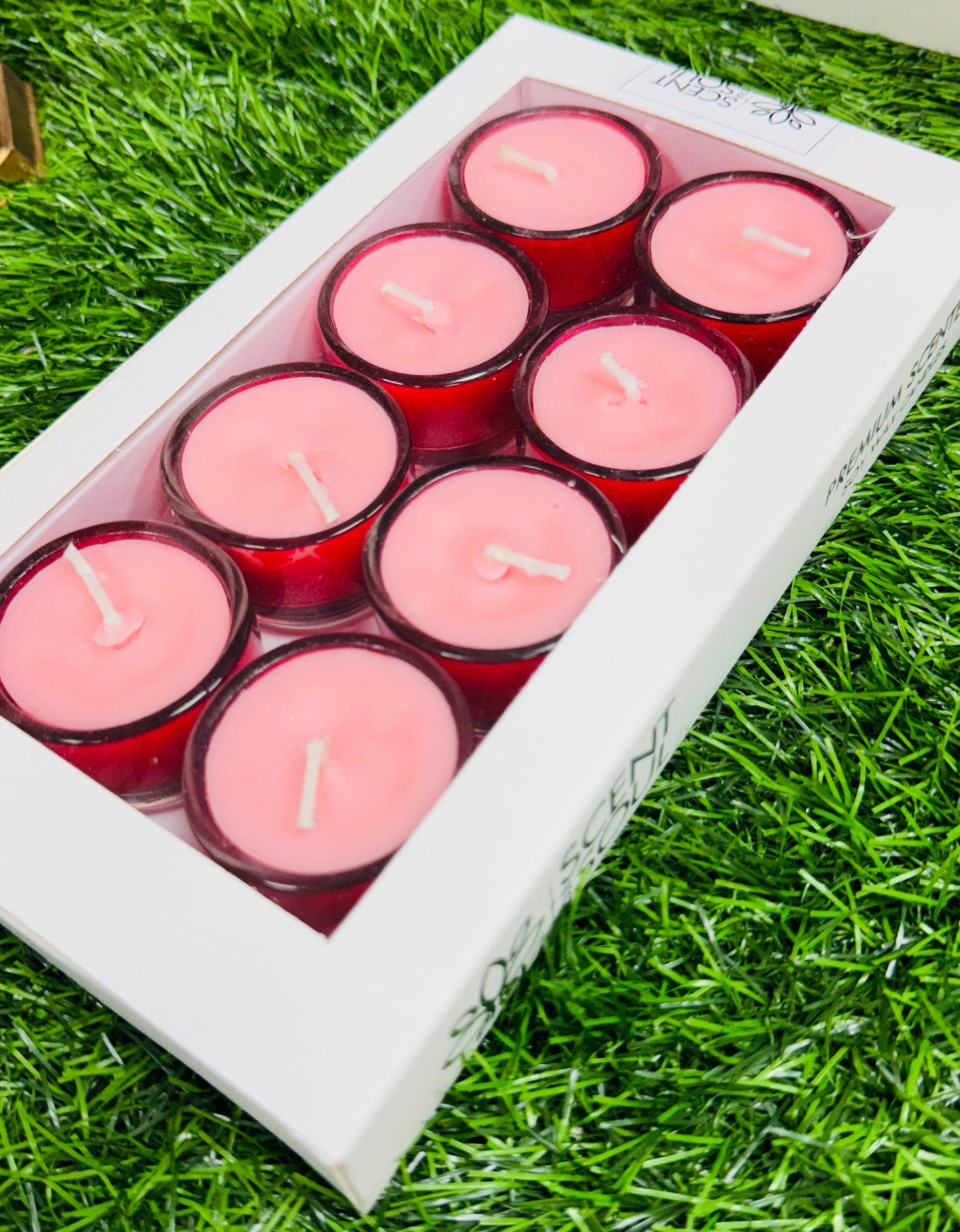 Premium Diwali Wax Glass Candle Round – Pack of 8 (First Crush) for Festive Décor