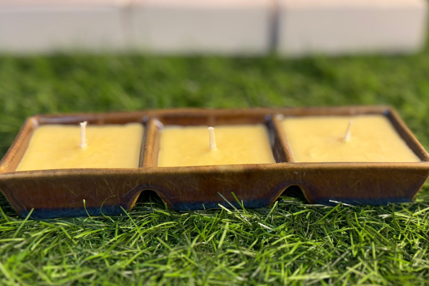 Crafiteria - Handcrafted Three-Partition Ceramic Pure Soy Wax Candle