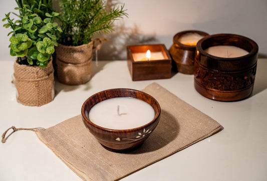 Soy Wax Scented Candle V Shape Wooden Bowl  