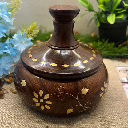 Luxury Soy Wax Aromatherapy Candles in Brass Work Handcrafted in Sheesham Wooden Jar