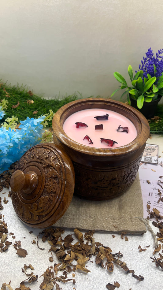 Luxury Jumbo Soy Wax Scented Candle - Wooden Handcrafted Fancy CrafiteriaCandle