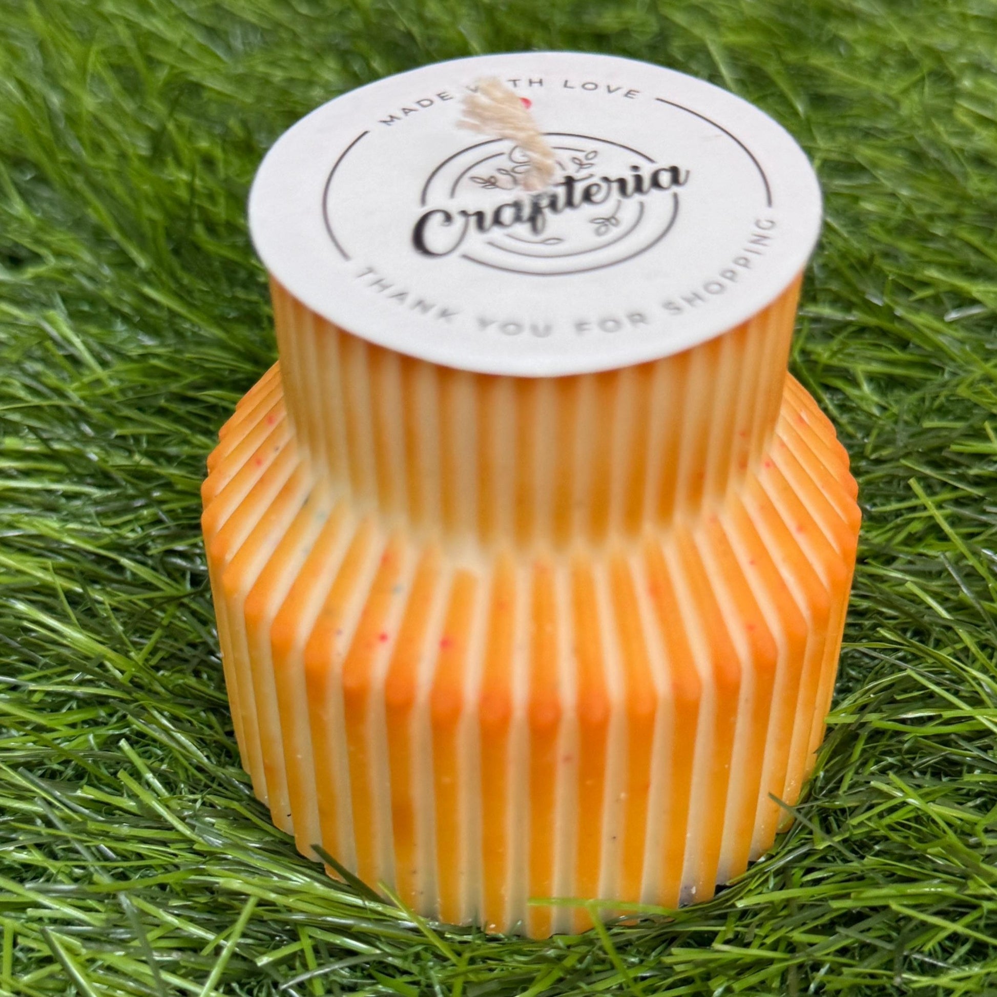 Pure Soy Wax Ribbed Geometric Pillar Candle - No Paraffin | 100% Natural Soy Wax by Crafiteria