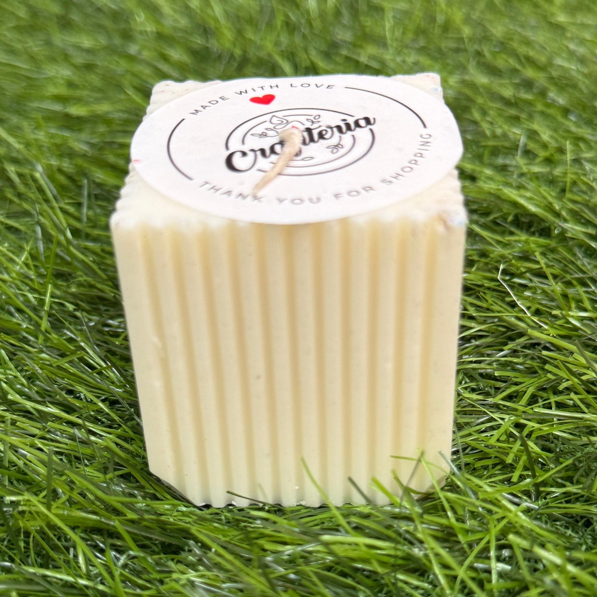 Pure Soy Wax Ribbed Square Pillar Candle - No Paraffin