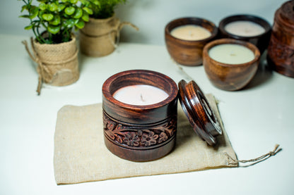Buy Soy Wax Wooden Jar Candle - Rich Scented Fragrance - CrafiteriaCandles