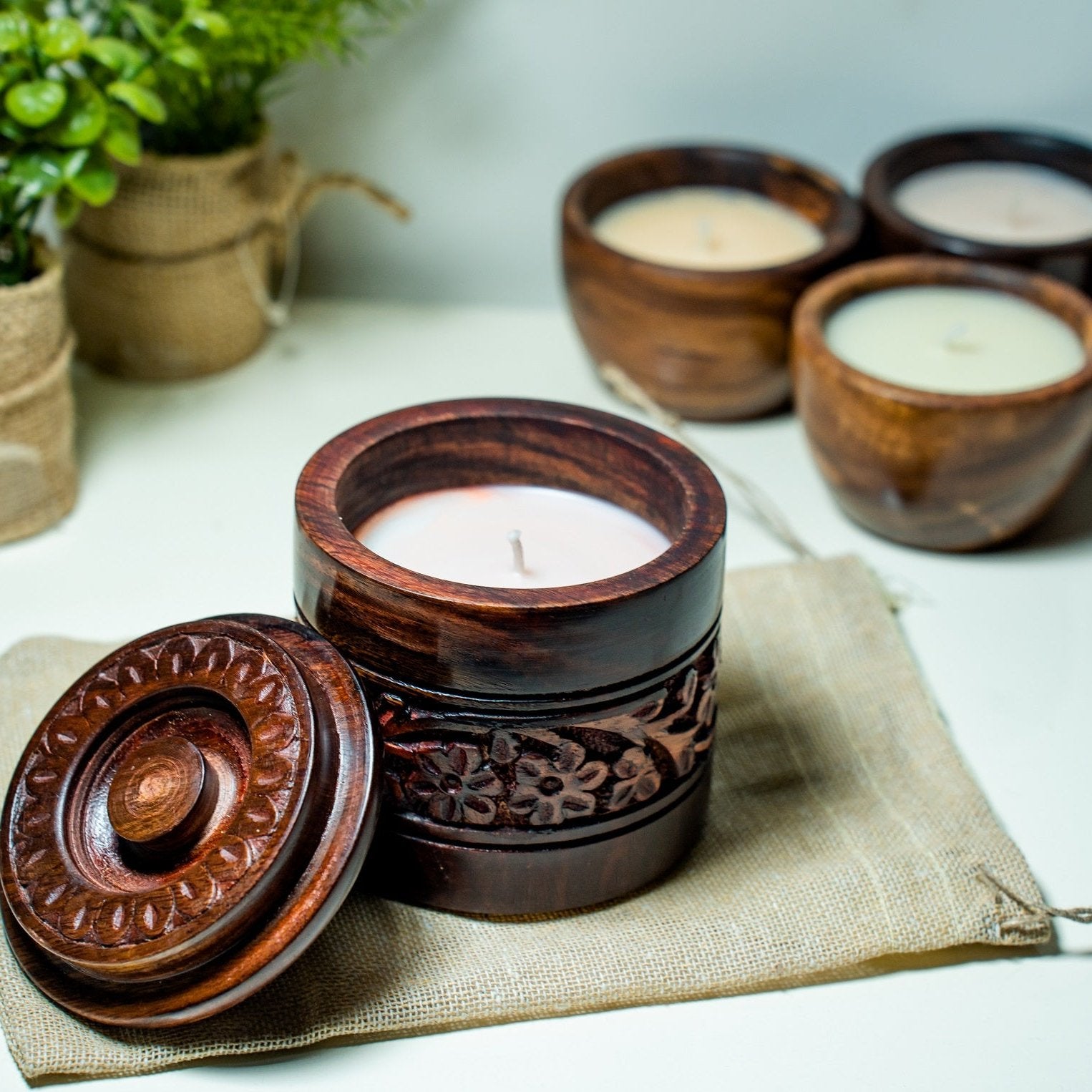 Buy Soy Wax Wooden Jar Candle