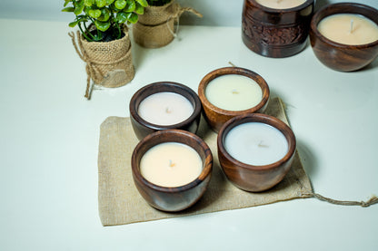 Sheesham Bowl Base Tealight Candle in Single Block - CrafiteriaCandles