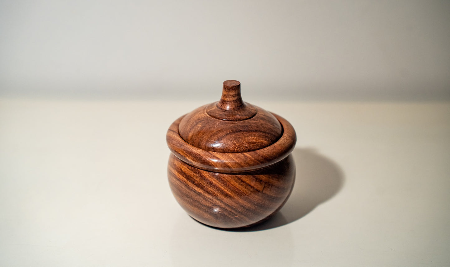 Soy Candle Vintage Handi Style - Sheesham Wood container With Lid - CrafiteriaCandles