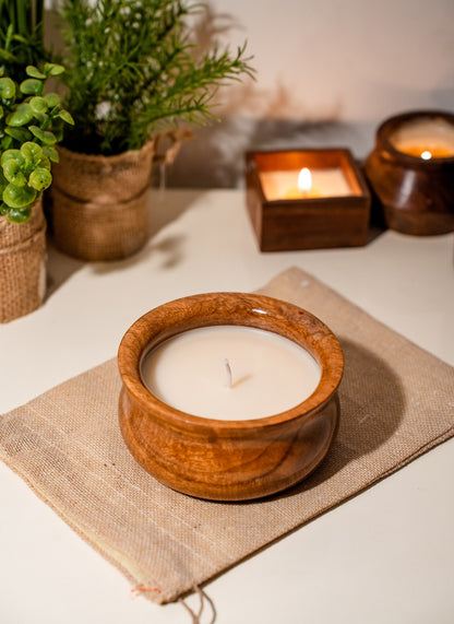 Soy Wax Scented Candle - Acacia Wood with Glossy Finish - CrafiteriaCandles
