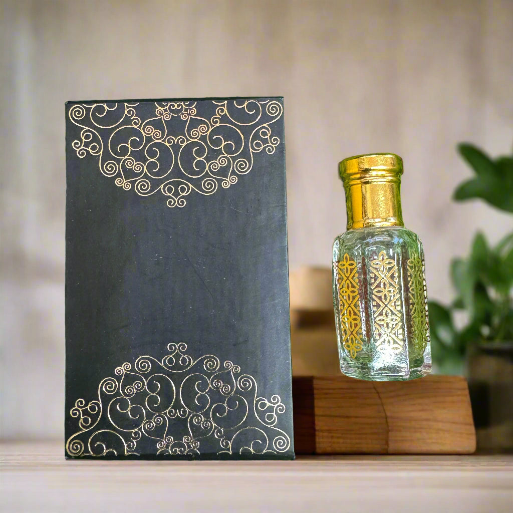 Roll-on Attar Perfume in Arabian Golden Nakkashi Bottle