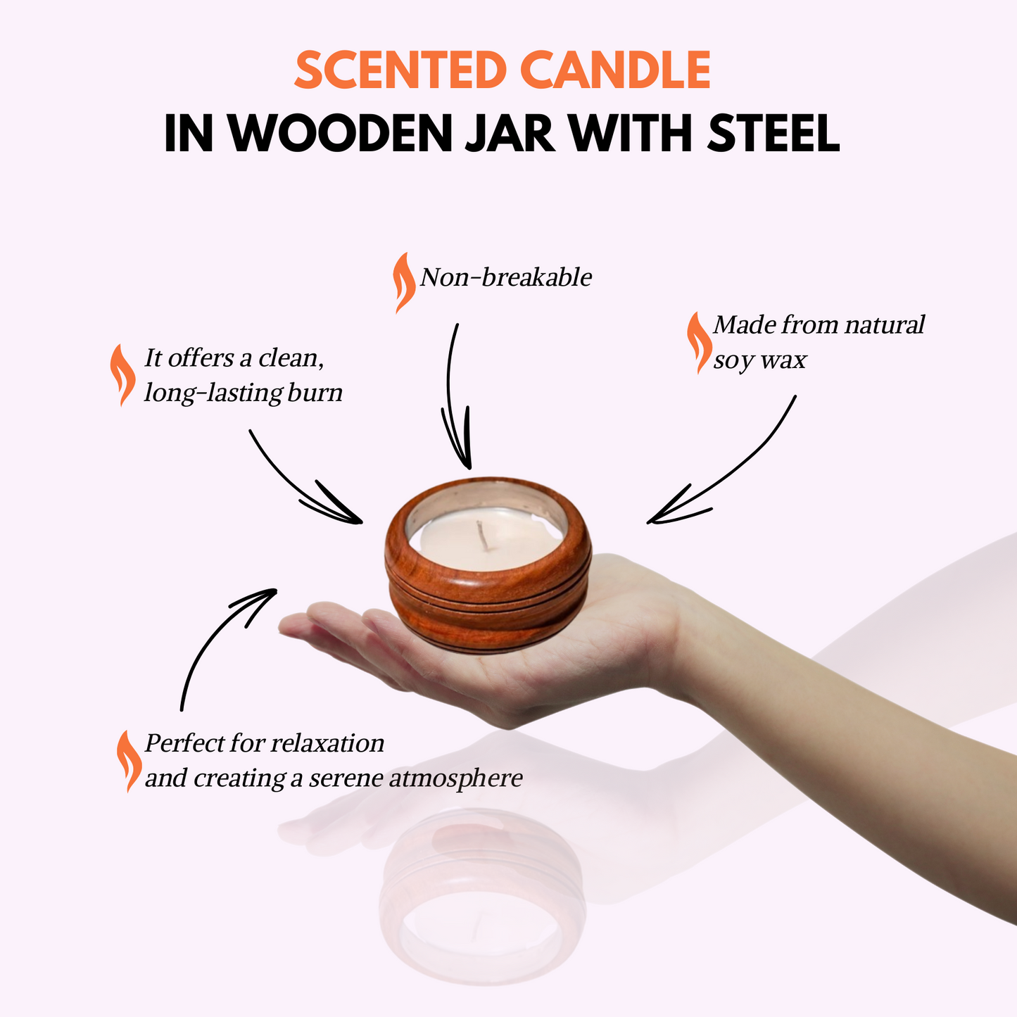 Antique Fancy Scented Candle in Wooden Jar with Steel