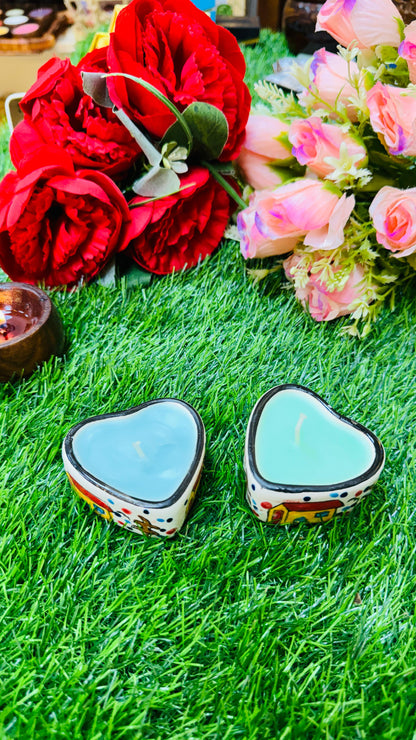 Small Heart Shape Candles in Ceramic Pot