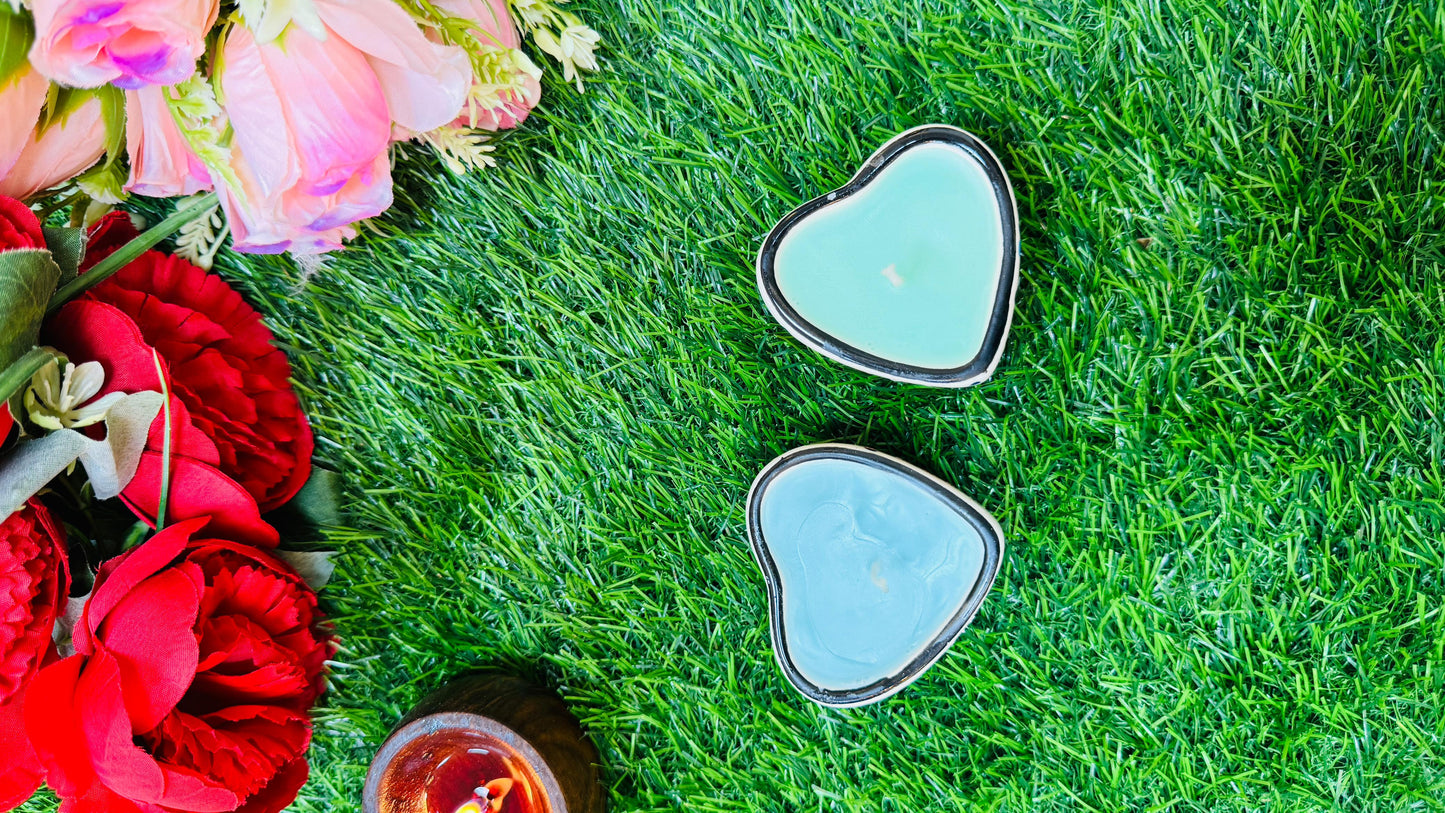 Small Heart Shape Candles in Ceramic Pot, Premium Quality, No Paraffin