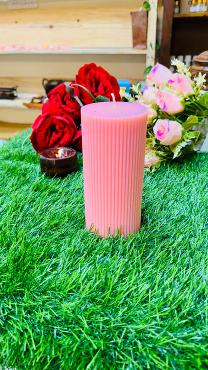 Ribbed Pillar Candles  