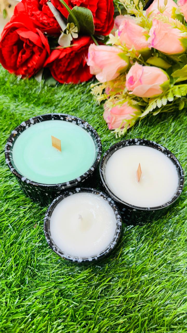 Soy Wax Scented Candles Combo Pack in Ceramic Pot 