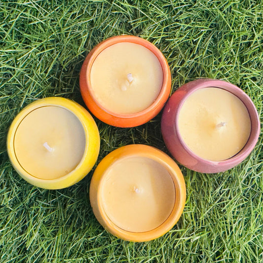 Soy Wax Scented Candle in Ceramic Pot Multicolor Pack of 4