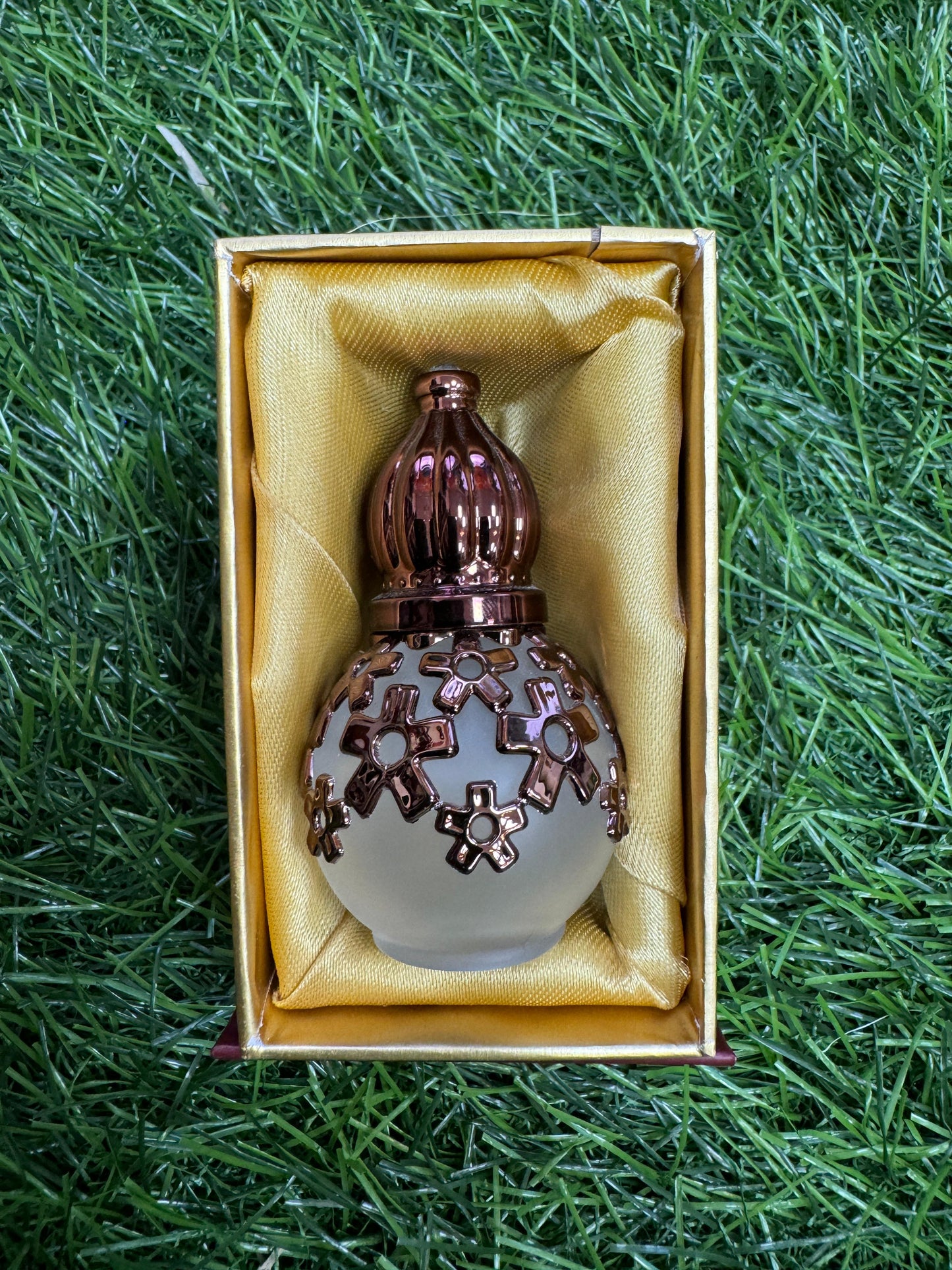 Roll On Attar in Vintage Matt Finished Bottle with Brown Color Work 