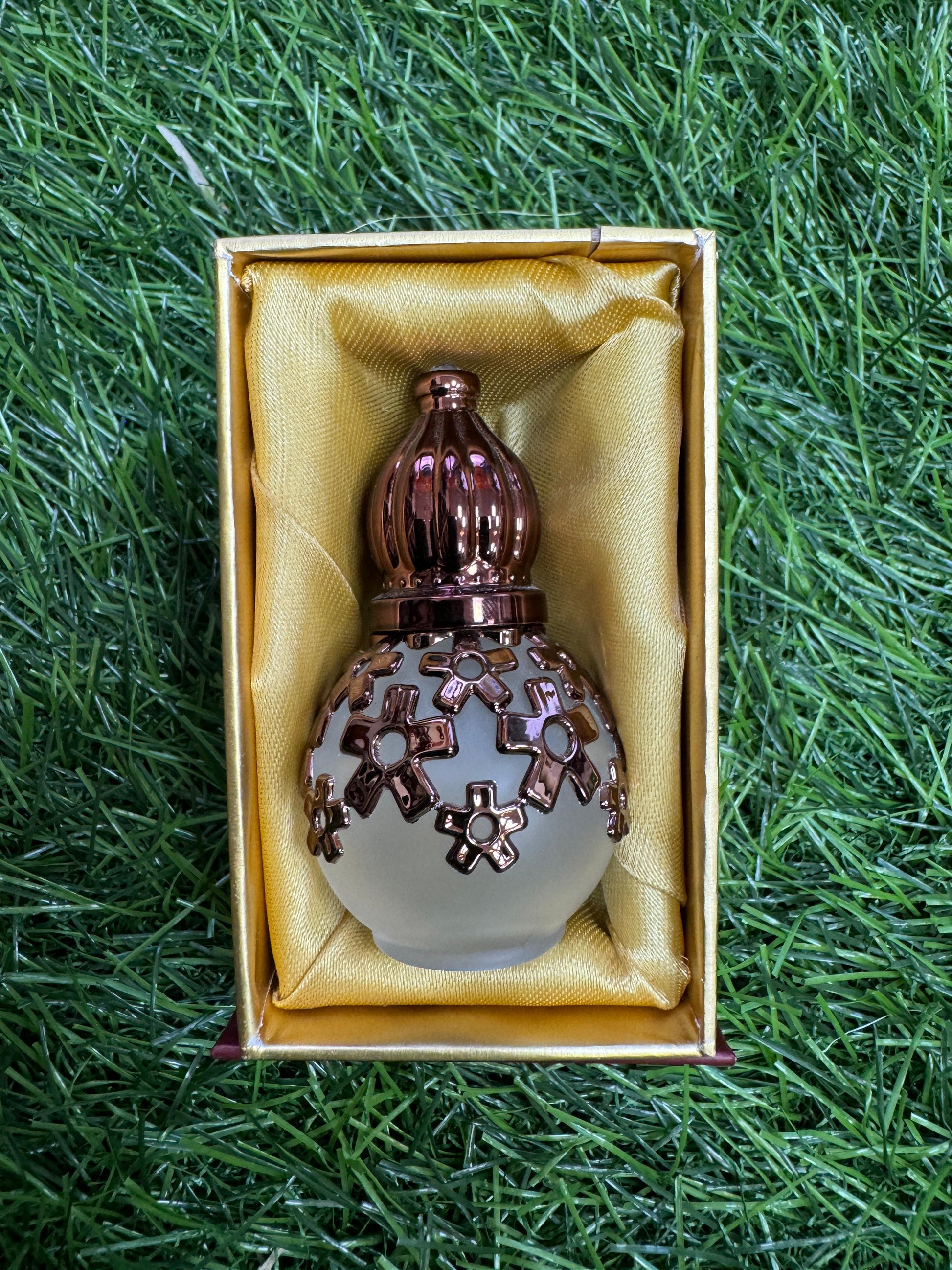 Roll On Attar in Vintage Matt Finished Bottle with Brown Color Work 