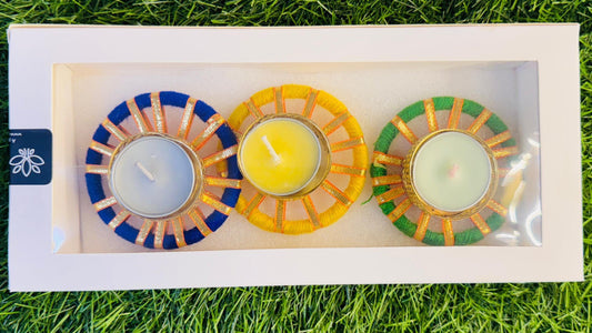 Handmade Diwali Tea Light Diya Candle Holder for Festival Home Decorations - Pack of 3