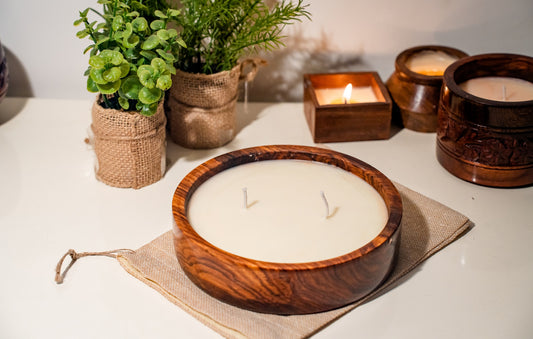 Two Wick Soy Wax Scented Candle in Wood