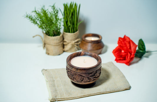 Soy Wax Candle in Handcrafted High Rise Wooden Container