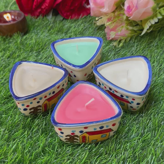 Small Heart Shape Candles in Ceramic Pot