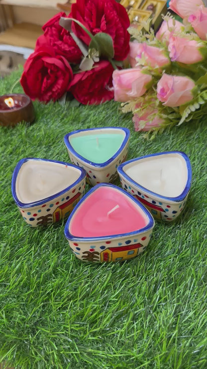 Small Heart Shape Candles in Ceramic Pot