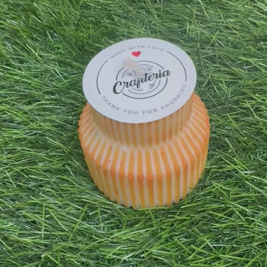 Pure Soy Wax Ribbed Geometric Pillar Candle
