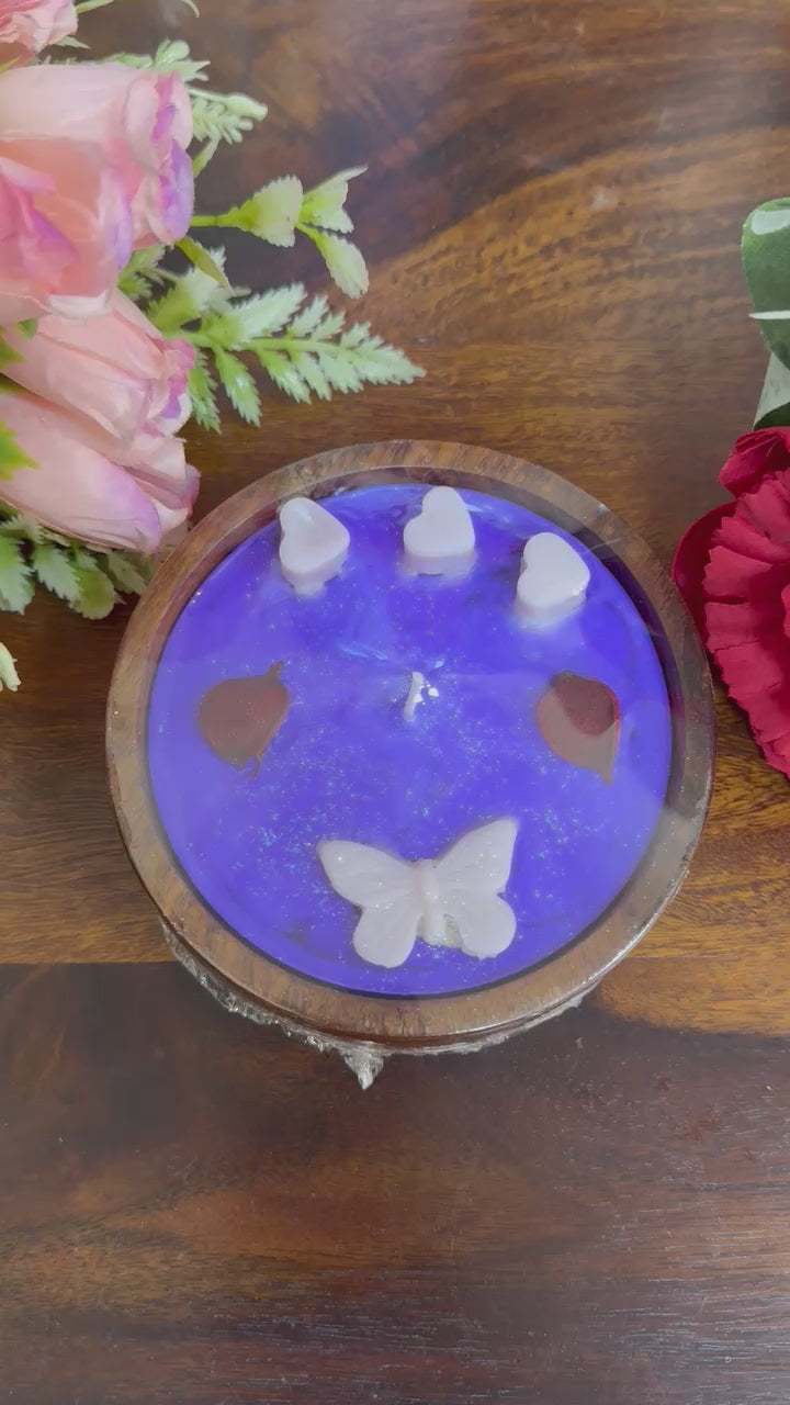 Designer Soy Wax Scented Candle with Little Hearts on It